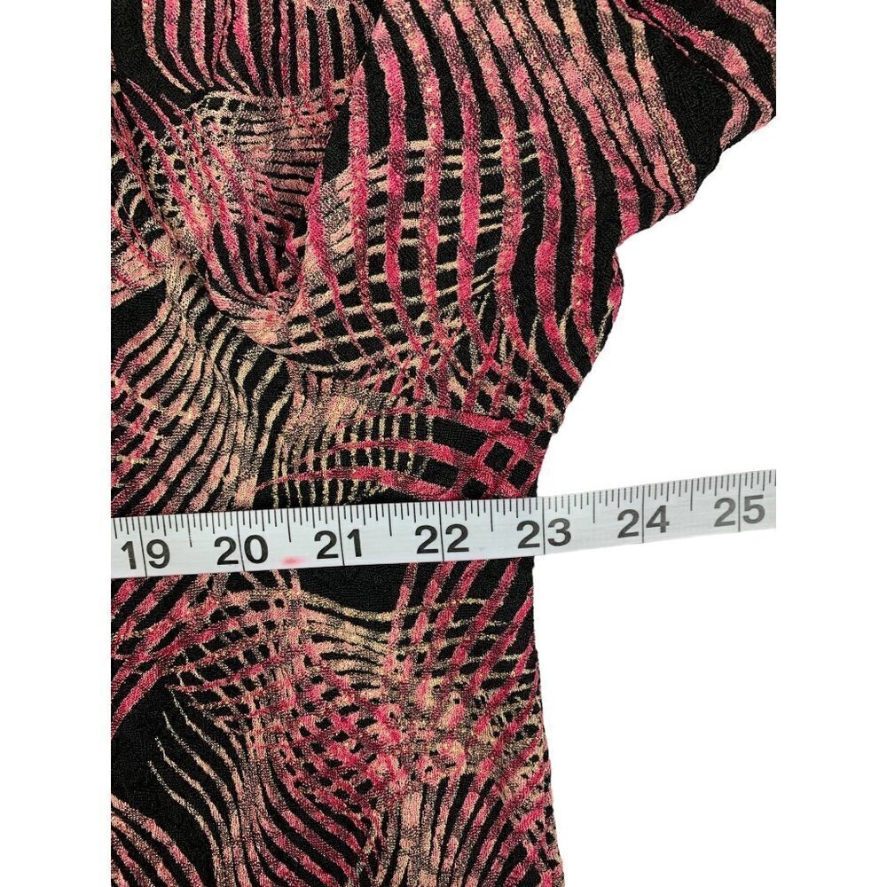 JM Collection Women's Pink & Black Ribbon Hash Blouse - Picture 6 of 8